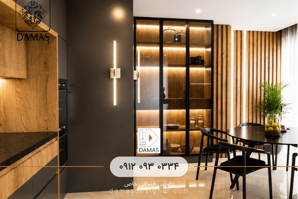 قیمت کابینت مدرن مشکی و طرح چوب در کرج